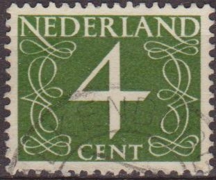 Holanda 1946-57 Scott 284 Sello Serie Numeros 4c usado Stamps Netherlands Holland Hollande Olanda 